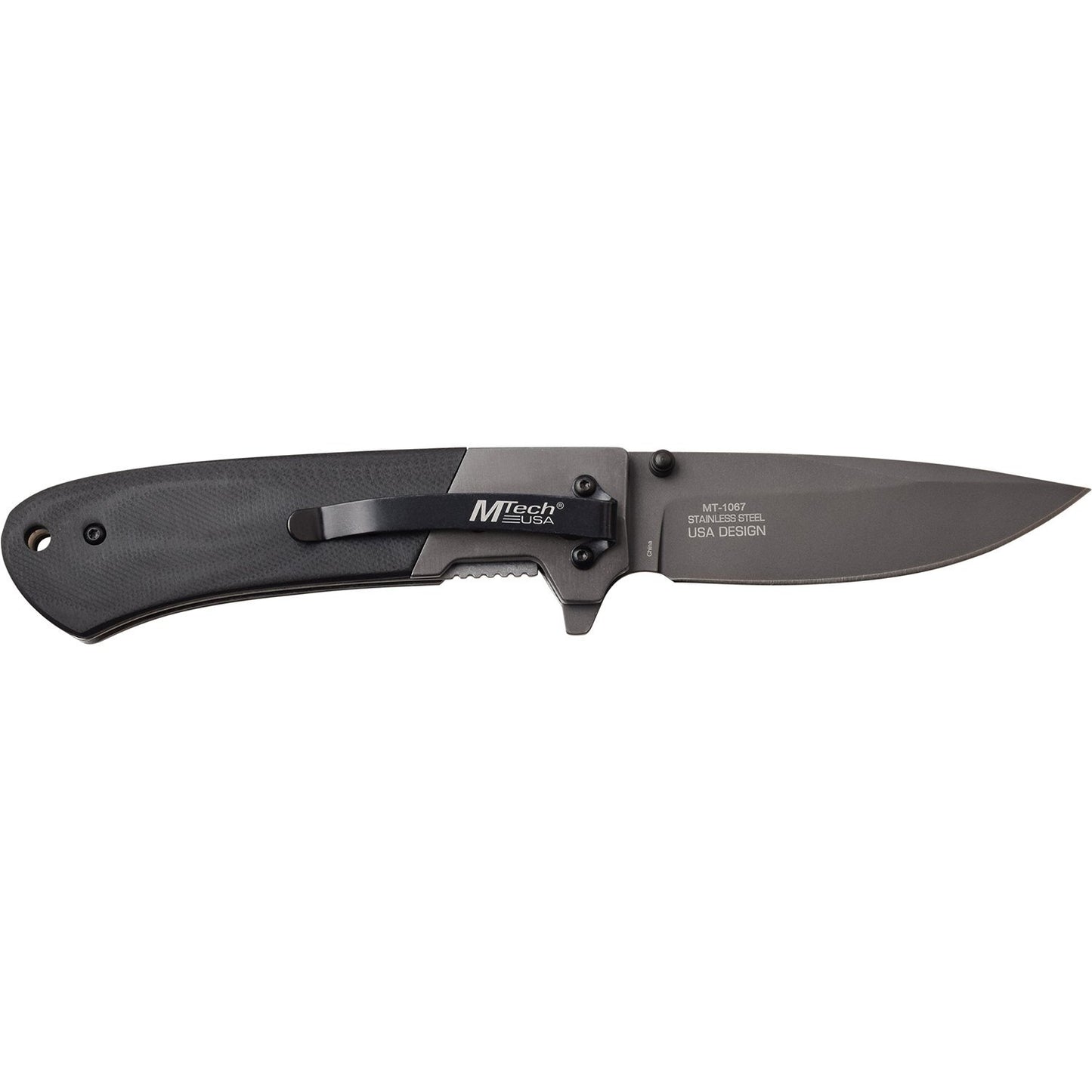 Mtech Mtech Drop Point Hunting Folding Knife - Gray Smooth G10 Handle #mt-1067Gy Dim Gray