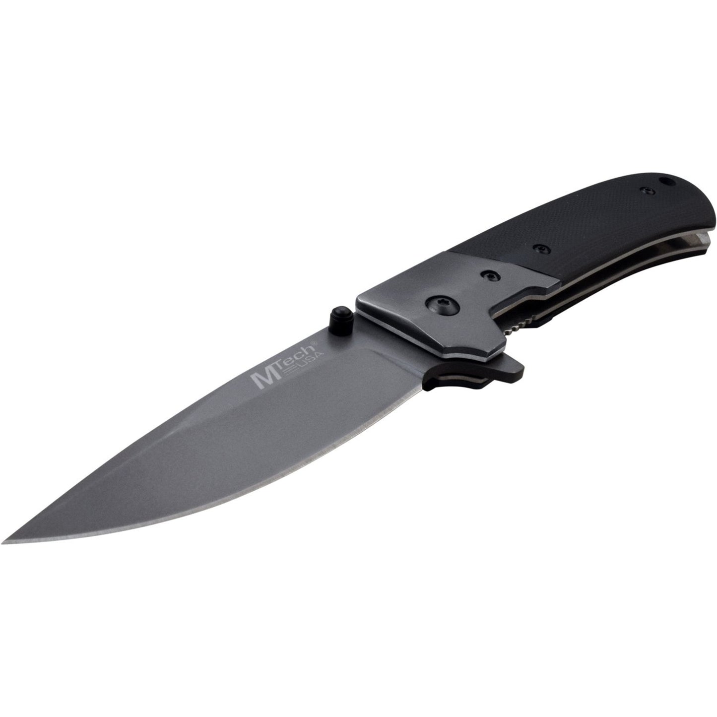 Mtech Mtech Drop Point Hunting Folding Knife - Gray Smooth G10 Handle #mt-1067Gy Dim Gray