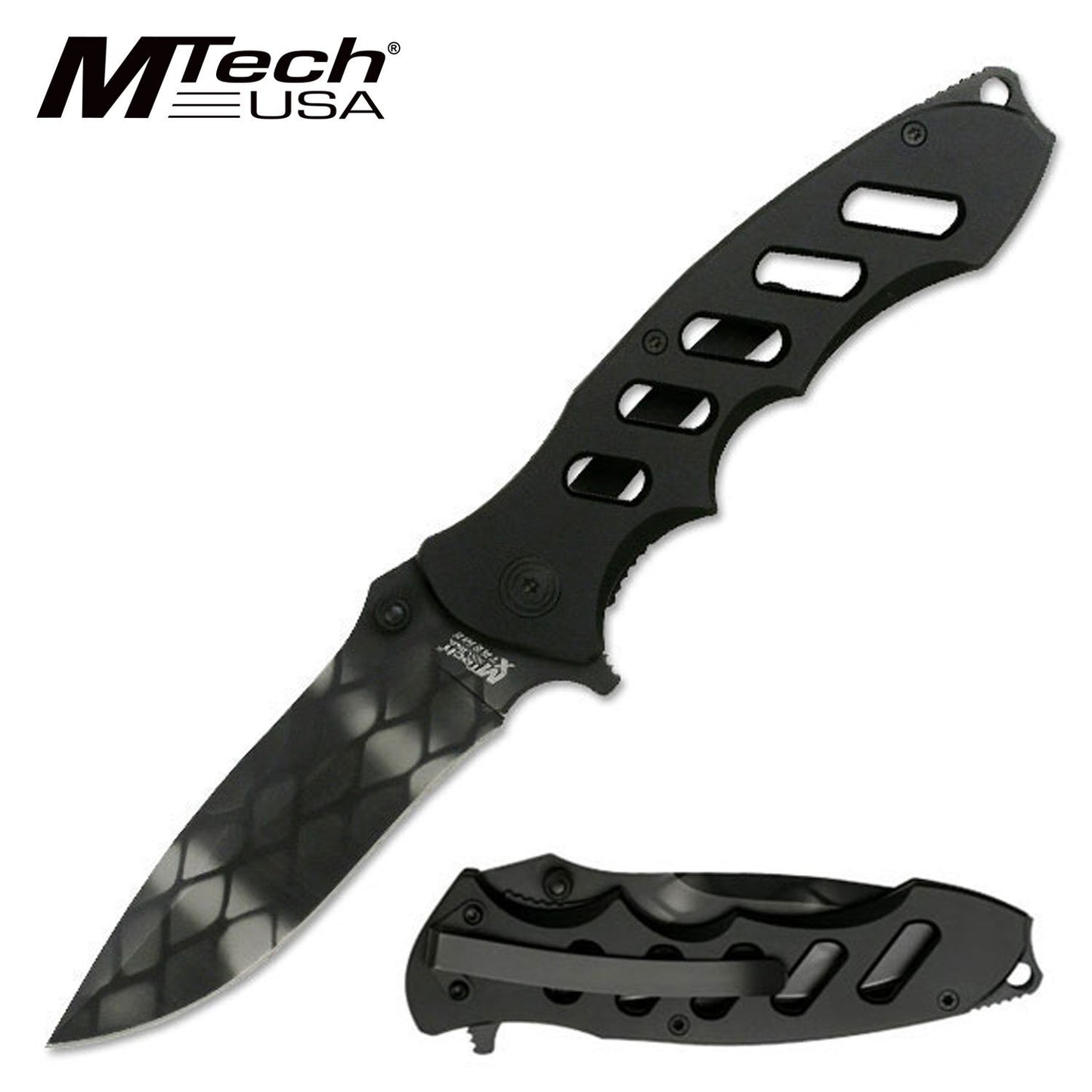 Mtech Mtech Linerlock Web-Etched Drop Point Folding Knife - 8.75 Inches Overall #mx-8027A Dark Slate Gray