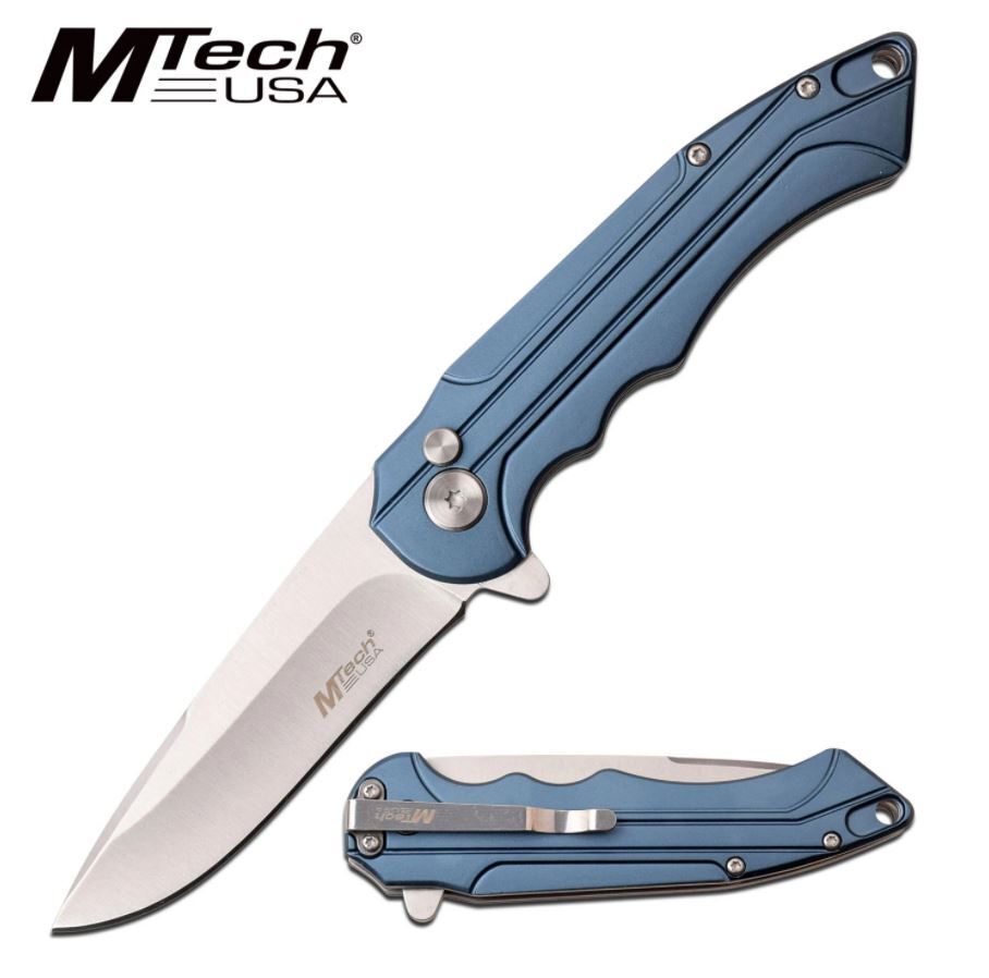 Mtech Mtech 7.6 Inch Drop Point Hunting Folding Knife - Blue #mt-1022Bl Slate Gray