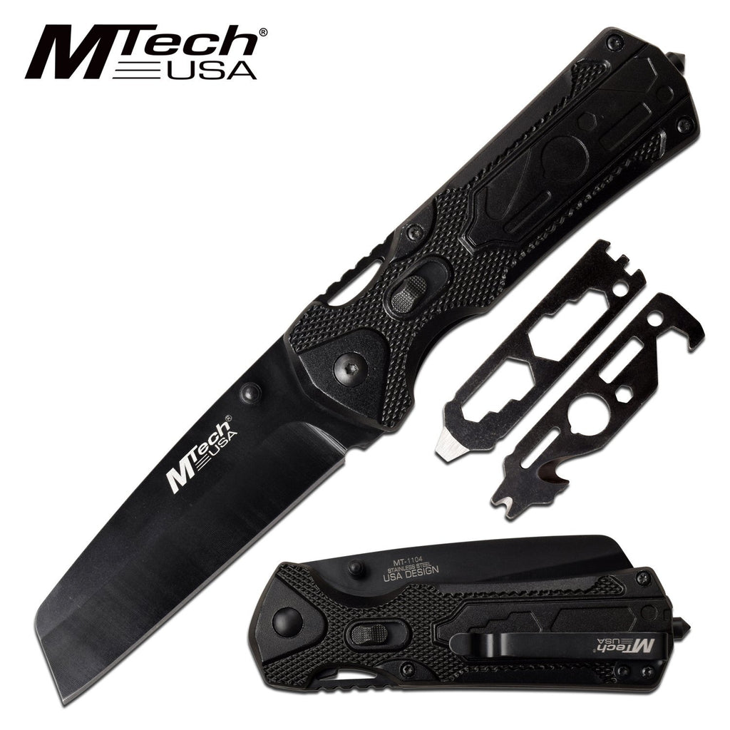 Mtech Mtech 8 Inch Sheepsfoot Fine Edge Folding Knife - Black #mt-1104Bk Black