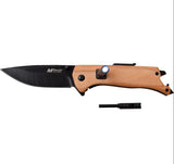 Mtech Mtech 8 Inch Drop Point Survival Folding Knife W Led Light - Pakkawood Handle #mt-1082N Dark Salmon
