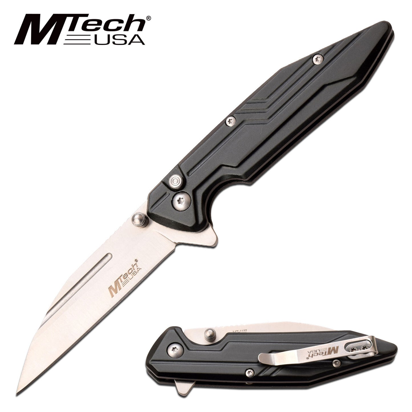 Mtech Mtech 7 Inch Hunting Manual Folding Knife W Pocket Clip - Black #mt-1177Bk Dim Gray