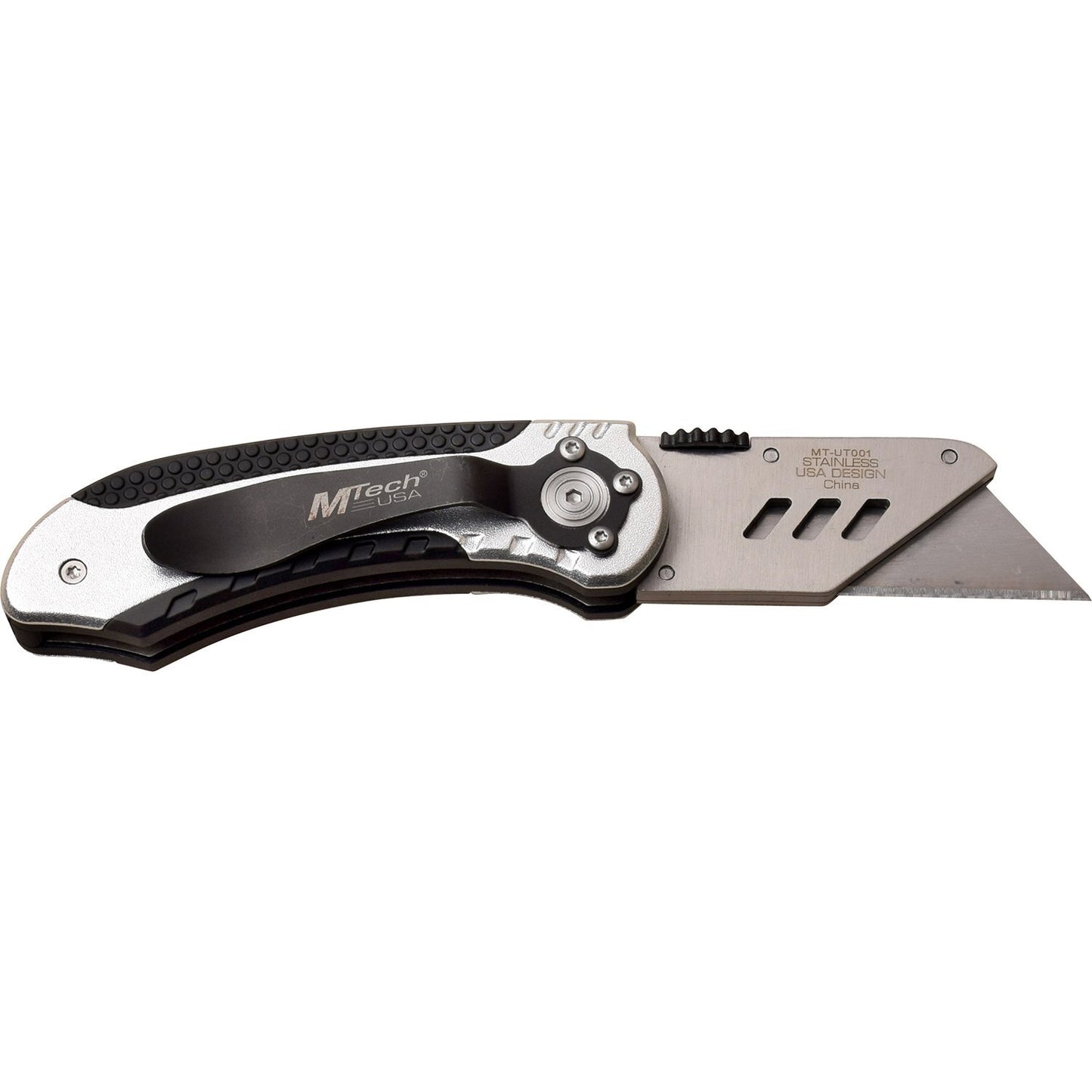 Mtech Mtech 6.25 Inch Utility Blade Button Lock Folding Knife - Silver #mt-Ut001S Black