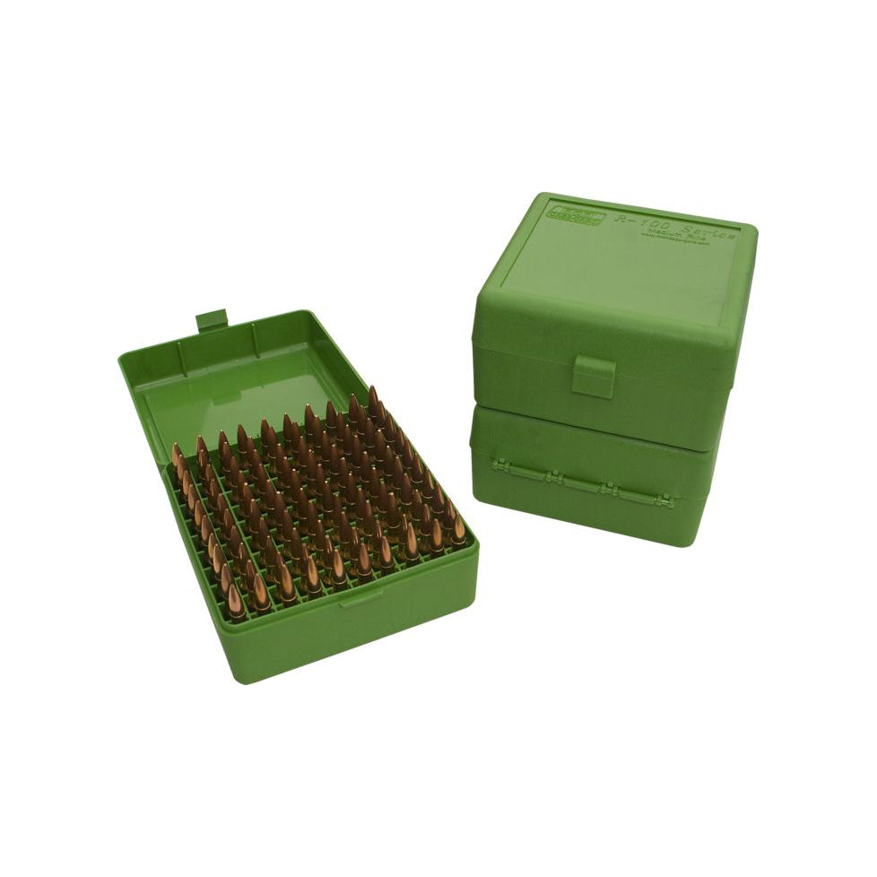 Mtm Case-Gard Mtm 100 Round Flip-Top Rifle Ammo Box 22-250, 308 Win, 243  #rm-100-10 Dark Olive Green