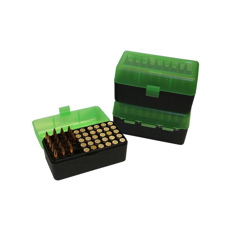 Mtm Case-Gard Mtm Case-Gard 50 Rifle Ammo Boxes .22-250 To .308 Clear Green/black Rm-50-16T Dark Slate Gray