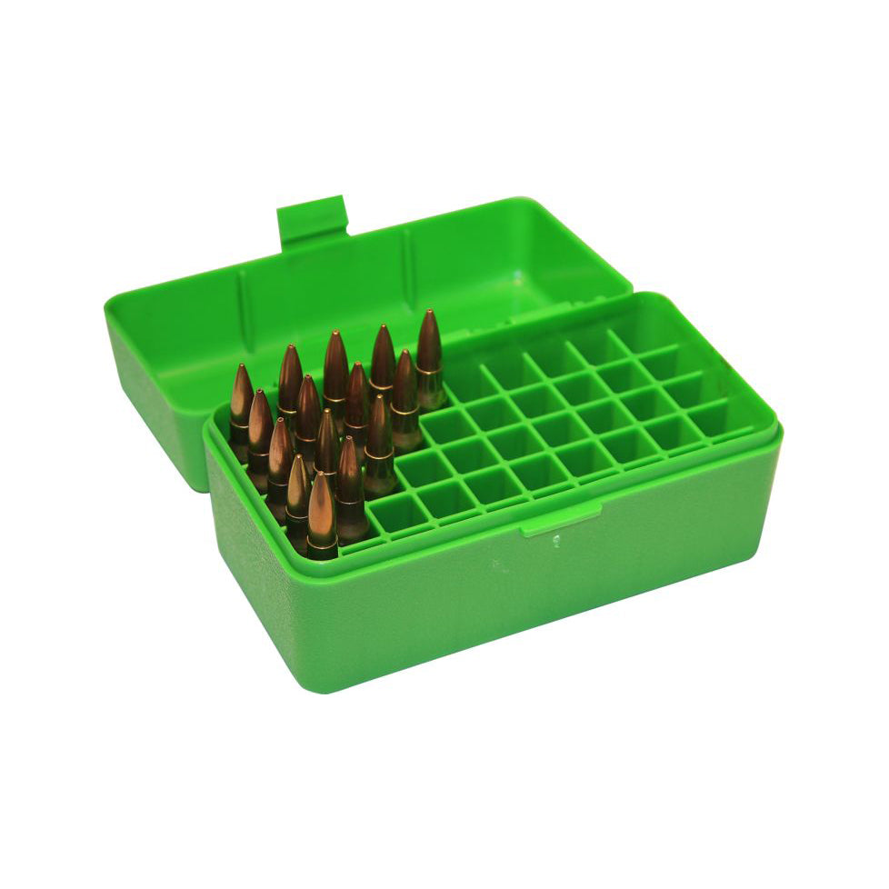 Mtm Case-Gard Mtm 50 Round Flip-Top Rifle Ammo Box 220 Swift 243 308 Win  #rm-50-10 Lime Green