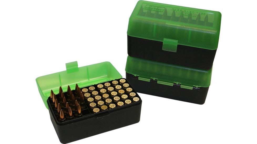 Mtm Case-Gard Mtm 50-Round Flip-Top Ammo Box - 25-06 Rem 270 Win 30-06 Springfield Clear Green #rl-50-16T Dark Slate Gray