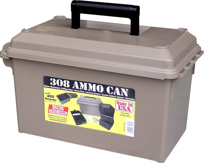 Mtm Case-Gard Mtm Ammo Can Combo - 400 Rounds 308 Cal With 4 Rm-100 Boxes #acc308 Dark Gray