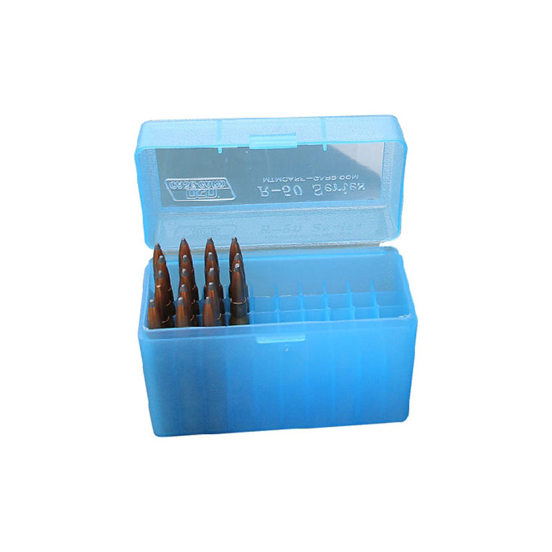 Mtm Case-Gard Mtm Case-Gard Large Rifle Ammo Box 270 Win 30-06 Cal 50 Round - Clear Blue #rl-50-24 Cornflower Blue