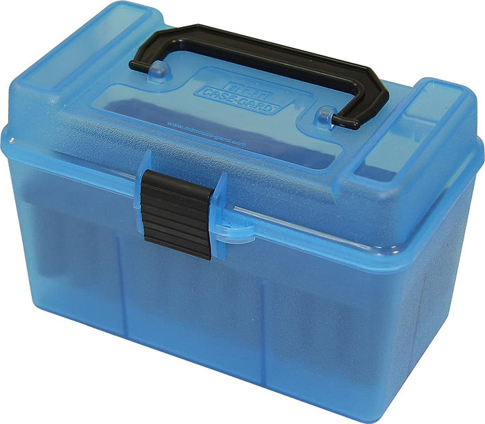 Mtm Case-Gard Mtm Case-Gard Deluxe Rifle Ammo Boxes With Handle 50 Round Fits 25-06/30-06/270 Win - Blue #h50-Rl-24 Steel Blue