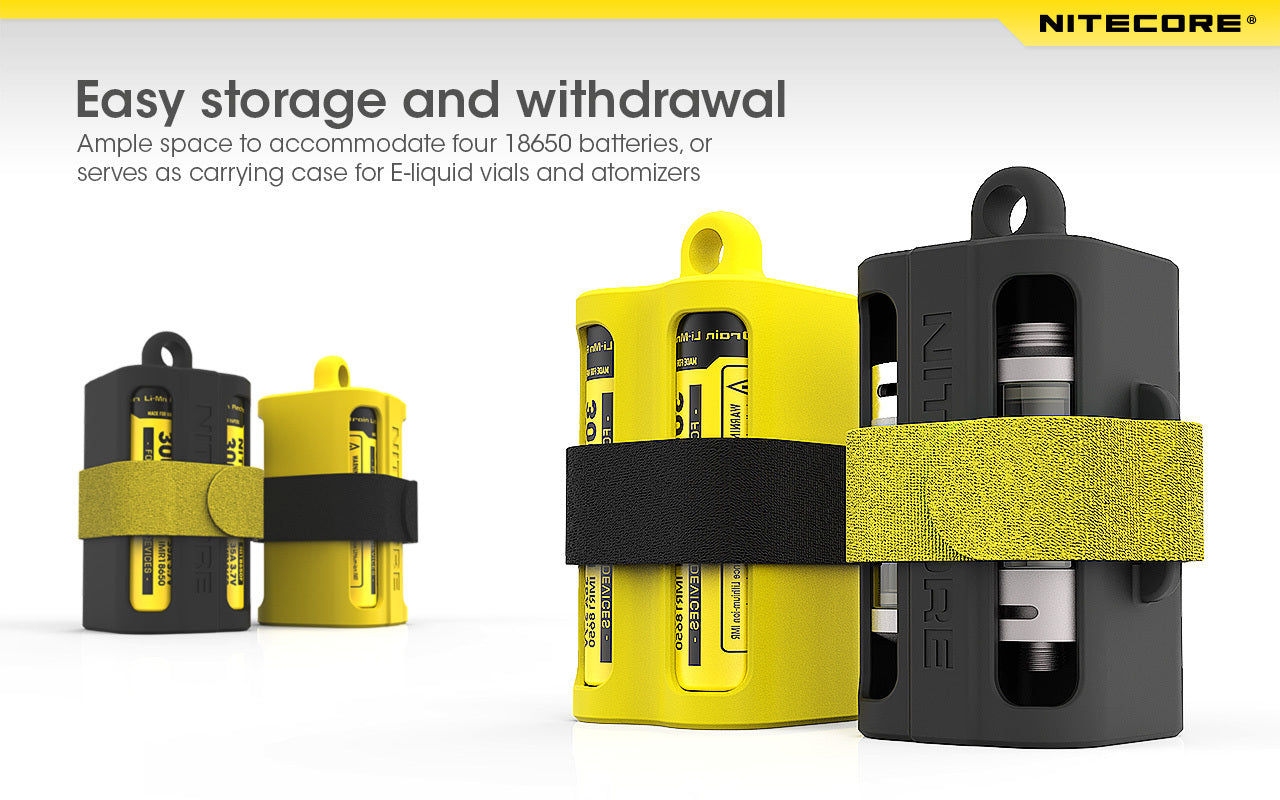 Nitecore Nitecore Portable Battery Carry Storage Magazine - Holds Up To 4X 18650 Batteries Black #nbm40 Gold