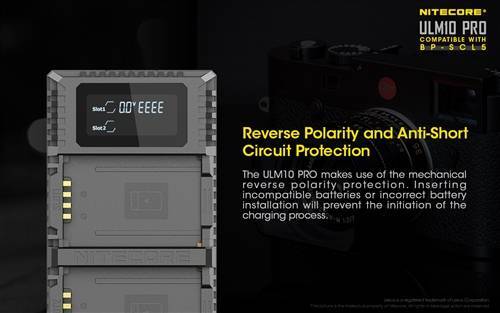 Nitecore Nitecore Usb Battery Travel Charger Pro - For Leica Bp-Scl5 Batteries #ulm10Pro Dim Gray