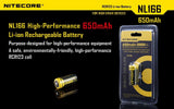 Nitecore Nitecore Li-Ion Usb Rechargeable 16340 Battery - 650Mah #nl1665R Black
