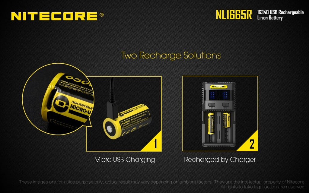 Nitecore Nitecore Li-Ion Usb Rechargeable 16340 Battery - 650Mah #nl1665R Dark Slate Gray