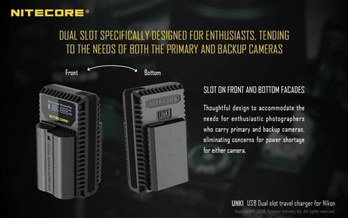 Nitecore Nitecore Dual-Slot Usb Travel Battery Charger - For Nikon Battery #unk1 Dim Gray