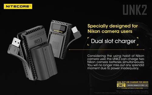 Nitecore Nitecore Double Slot Usb Battery Travel Charger - For Nikon En-El 15 Batteries #unk2 Dim Gray
