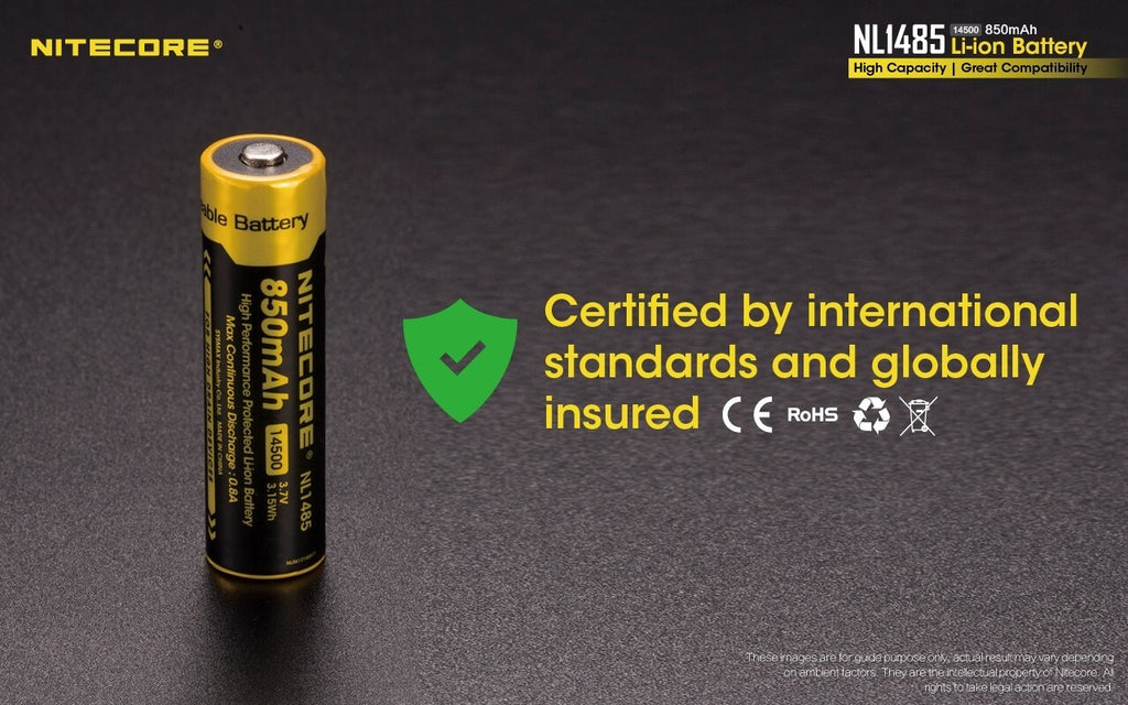 Nitecore Nitecore High Performance Li-Ion 14500 Rechargeable Battery - 850Mah #nl1485 Lime Green