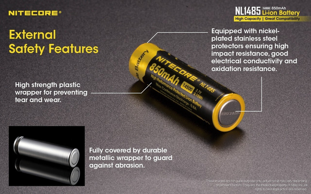 Nitecore Nitecore High Performance Li-Ion 14500 Rechargeable Battery - 850Mah #nl1485 Goldenrod