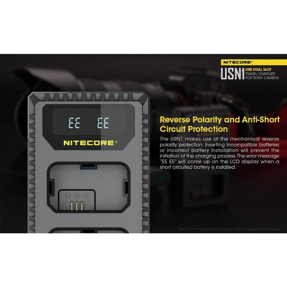 Nitecore Nitecore High-Performance Usb Dual Slot Sony Camera Battery Charger - 2 Bay For Sony Np-Fw50 Batteries #usn1 Dim Gray