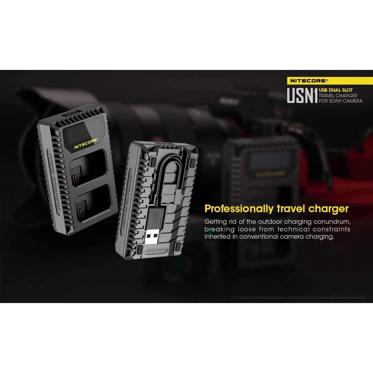 Nitecore Nitecore High-Performance Usb Dual Slot Sony Camera Battery Charger - 2 Bay For Sony Np-Fw50 Batteries #usn1 Dark Slate Gray