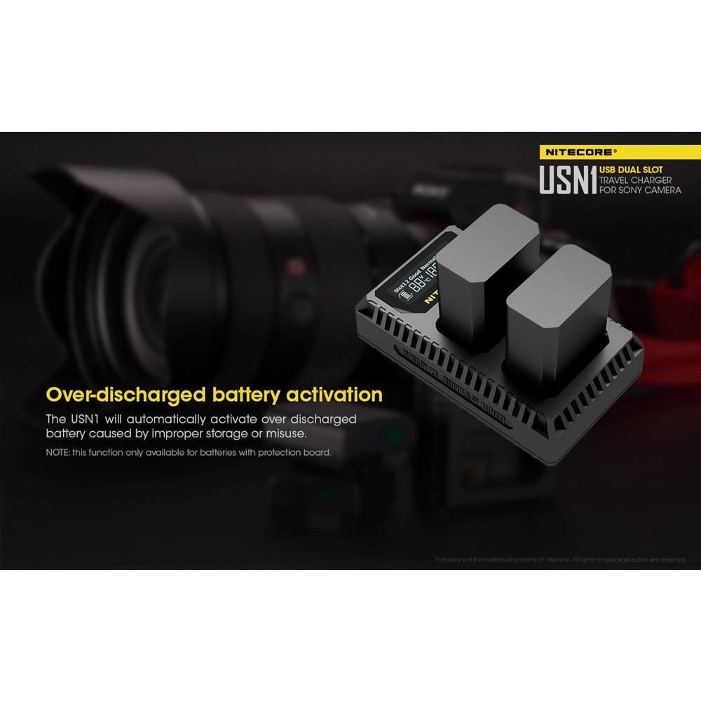 Nitecore Nitecore High-Performance Usb Dual Slot Sony Camera Battery Charger - 2 Bay For Sony Np-Fw50 Batteries #usn1 Dark Slate Gray