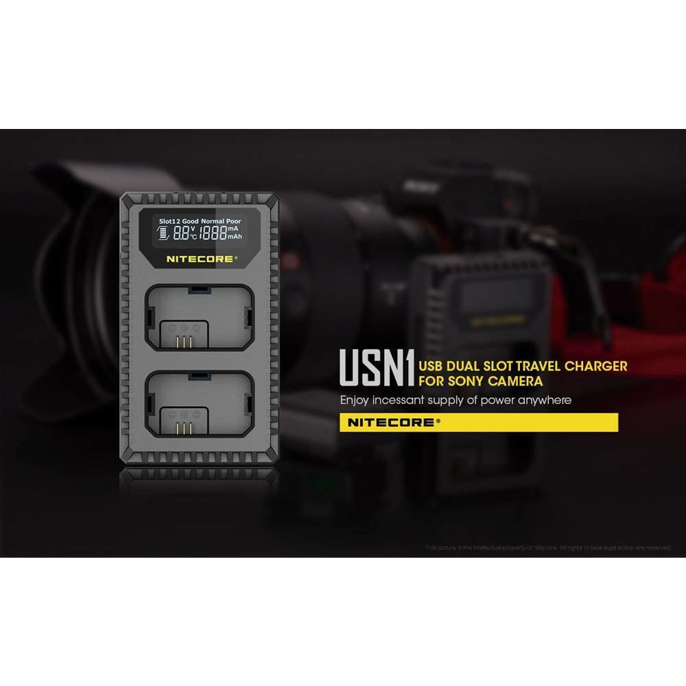 Nitecore Nitecore High-Performance Usb Dual Slot Sony Camera Battery Charger - 2 Bay For Sony Np-Fw50 Batteries #usn1 Dim Gray