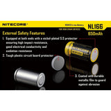 Nitecore Nitecore High-Capable Cr123A Rechargeable Li-Ion 14500 Battery - 650Mah #nl166 Black