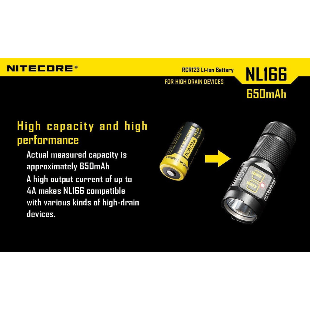 Nitecore Nitecore High-Capable Cr123A Rechargeable Li-Ion 14500 Battery - 650Mah #nl166 Pale Goldenrod
