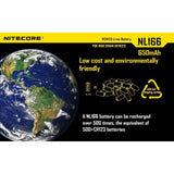 Nitecore Nitecore High-Capable Cr123A Rechargeable Li-Ion 14500 Battery - 650Mah #nl166 Black