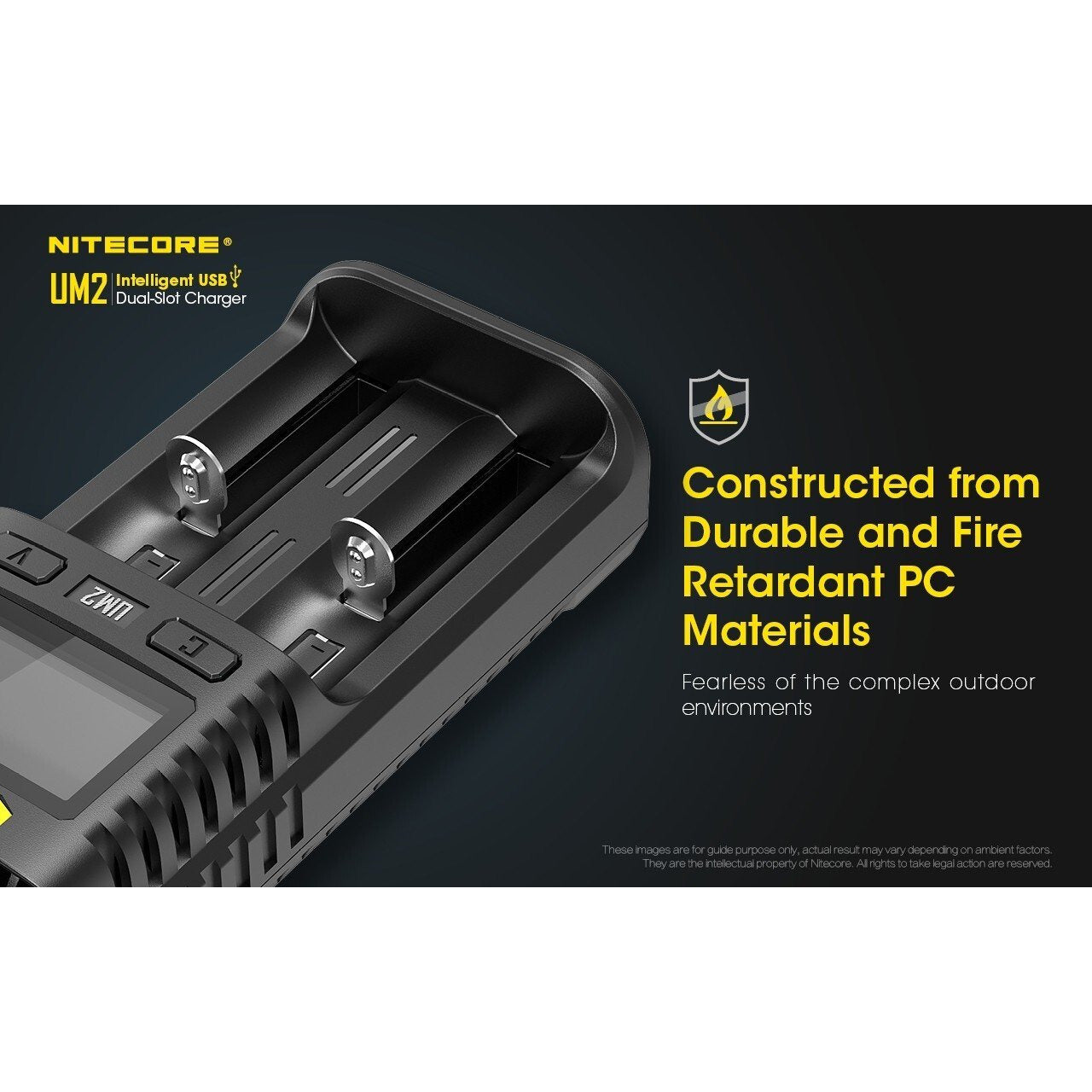 Nitecore Nitecore 2-Slot Battery Usb Smart Charger - Compact Intelligent #um2 Dim Gray