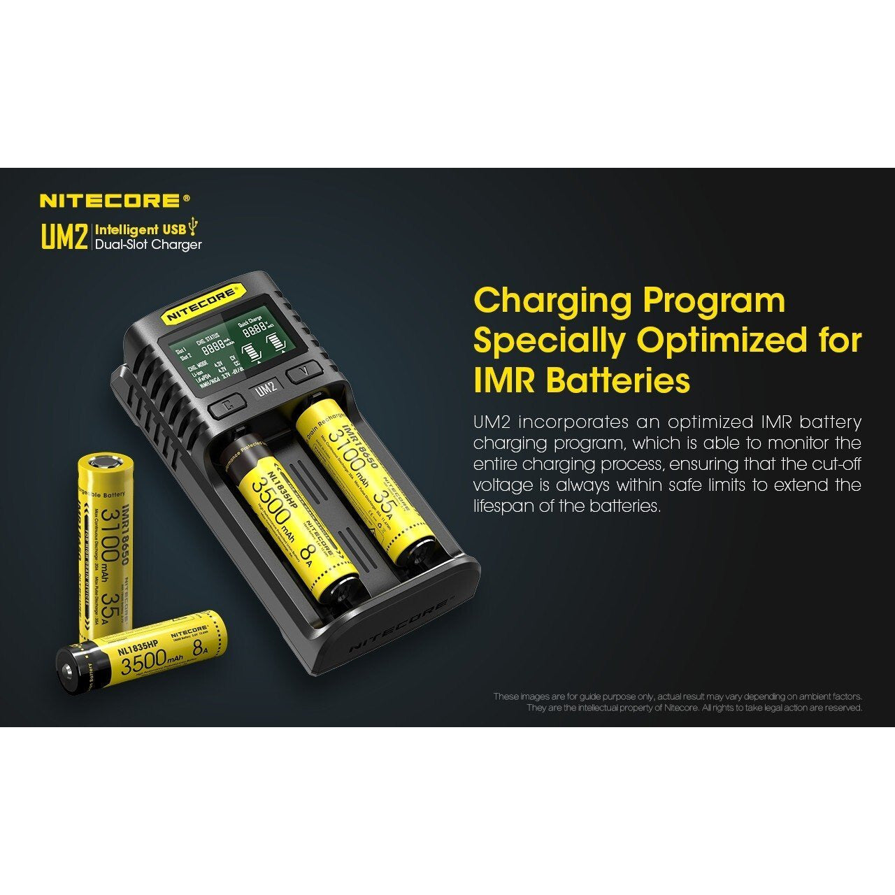 Nitecore Nitecore 2-Slot Battery Usb Smart Charger - Compact Intelligent #um2 Khaki