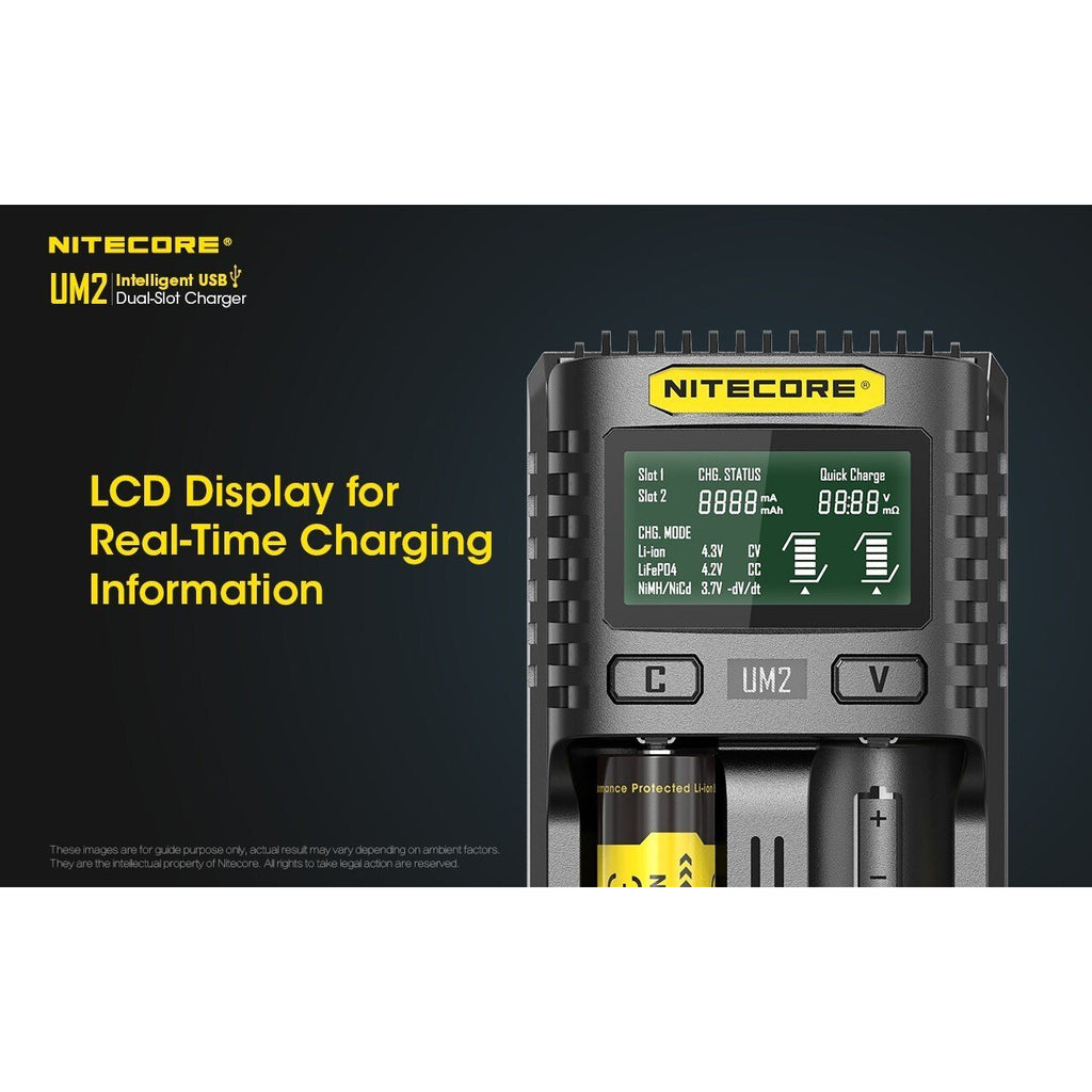 Nitecore Nitecore 2-Slot Battery Usb Smart Charger - Compact Intelligent #um2 Dark Slate Gray
