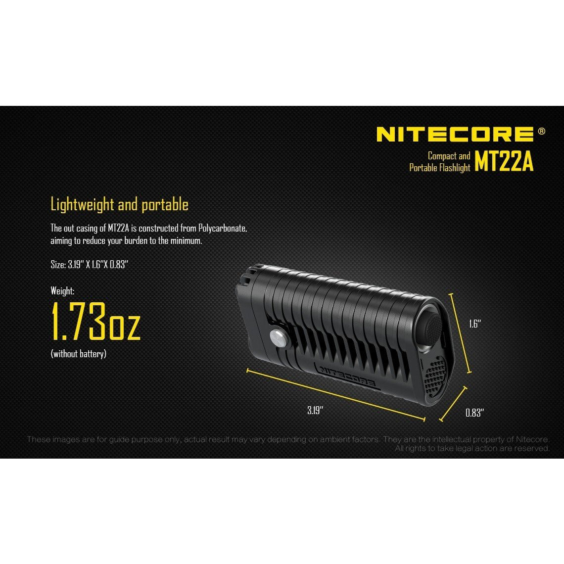 Nitecore Nitecore 260 Lumens Durable Compact  Led Torch - W Batteries Lanyard Clip #mt22A Dark Slate Gray