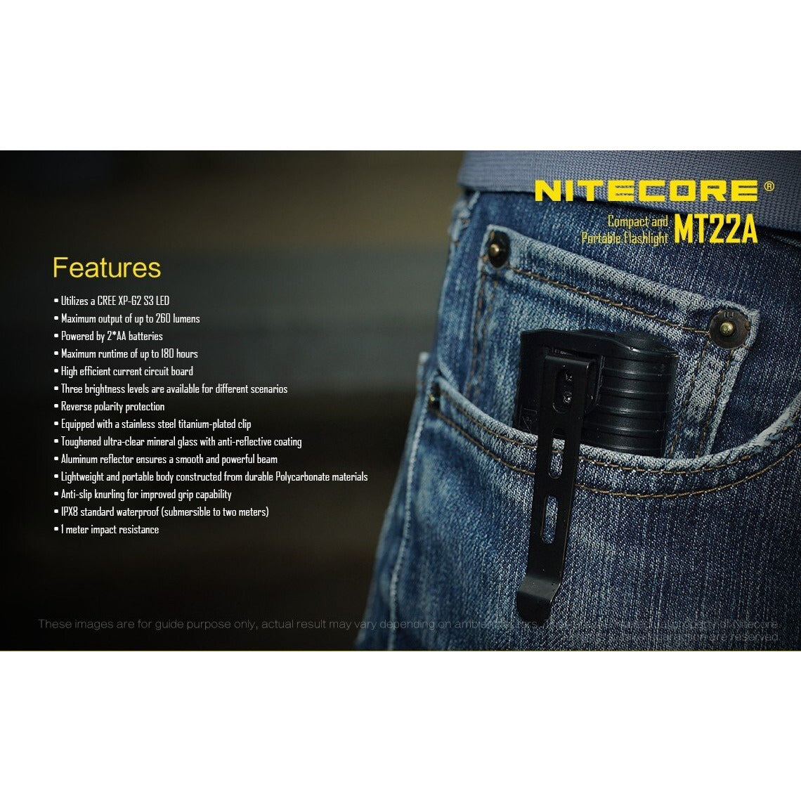 Nitecore Nitecore 260 Lumens Durable Compact  Led Torch - W Batteries Lanyard Clip #mt22A Dark Slate Gray