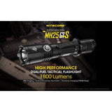 Nitecore Nitecore Usb Rechargeable Tactical Led Torch - 1800 Lumen W 18650 Battery Holster Lanyard #mh25Gts Dark Slate Gray