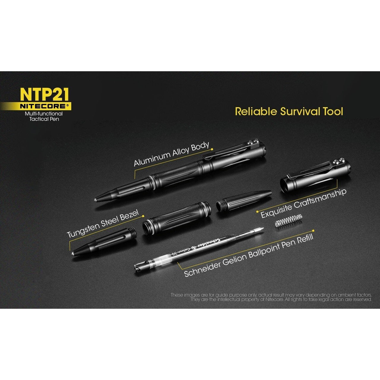 Nitecore Nitecore Multi-Functional Premium Tactical Self-Defense Pen - Aluminium W Tungsten Steel Tip Glass Breaker #ntp21 Dark Slate Gray