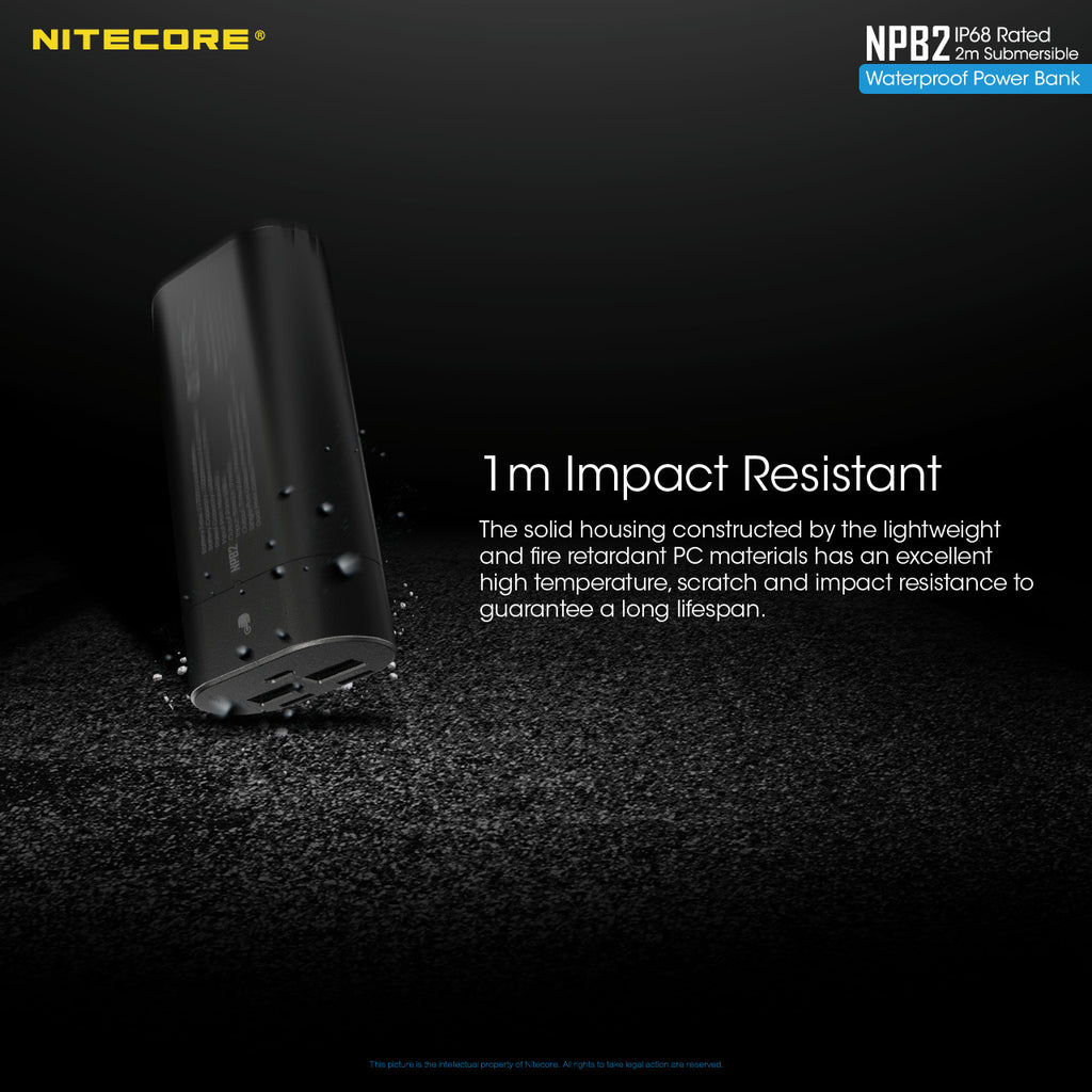 Nitecore Nitecore High Performance Water And Dust Resistance Powerbank Charger - 10000Mah Black #npb2 Dark Slate Gray
