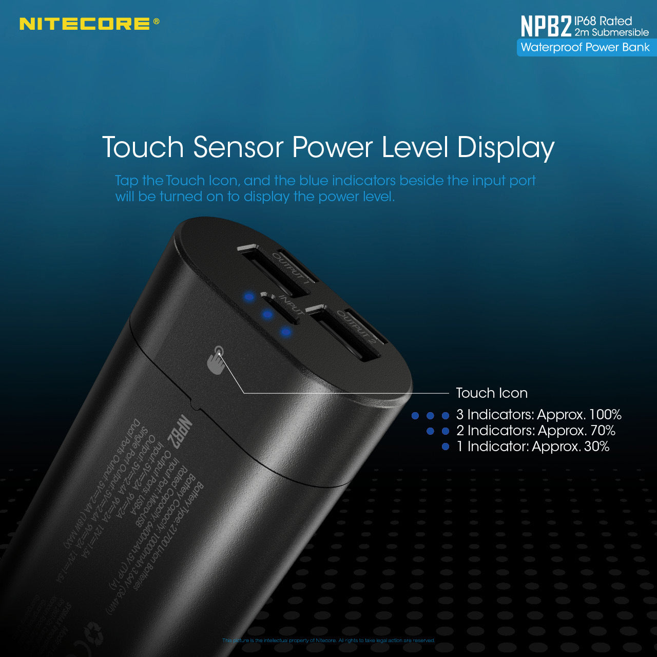 Nitecore Nitecore High Performance Water And Dust Resistance Powerbank Charger - 10000Mah Black #npb2 Dark Slate Gray