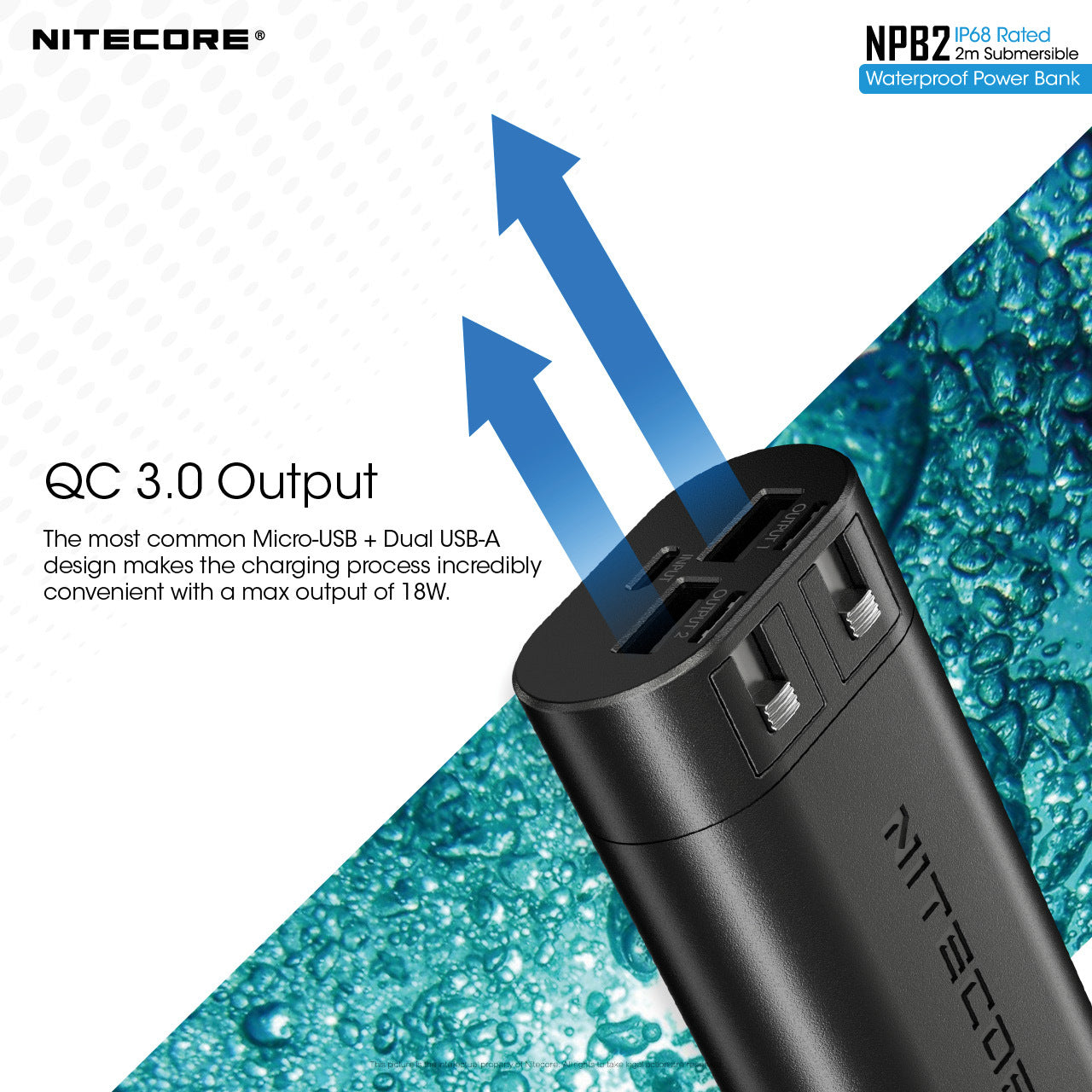 Nitecore Nitecore High Performance Water And Dust Resistance Powerbank Charger - 10000Mah Black #npb2 Steel Blue