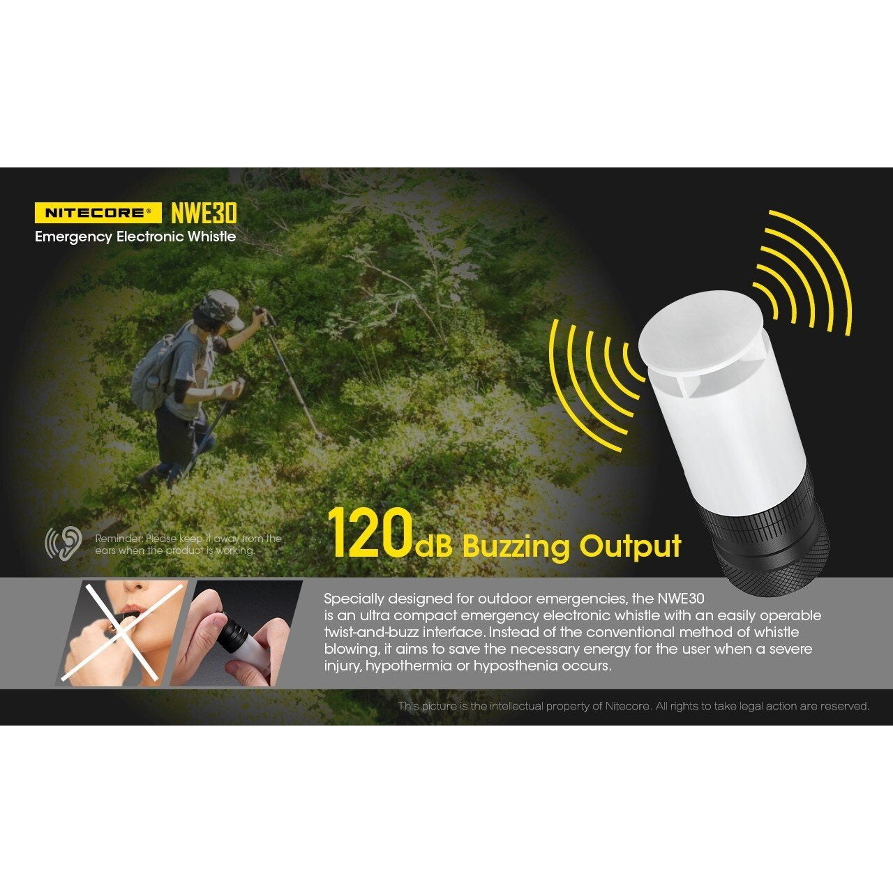 Nitecore Nitecore Emergency Electronic Whistle 120Db Buzzing Output And Beacon - 2000 Lumen Multifunction Flashlight #nwe30 Dark Olive Green