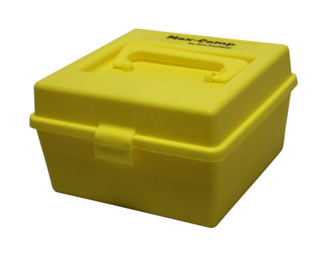 Pro-Tactical Max-Comp Ammo Box Med And Lge Rifle 100Rnd Yellow Fits .22-250, .308, .30-06 Etc #ptab007 Goldenrod