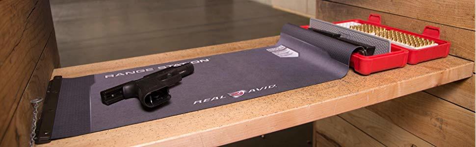 Real Avid Real Avid Range Station Hand Gun Mat With Gear Organiser Dark Olive Green