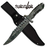 Survivor Survivor 13 Inch Bowie Fixed Blade Knife W Nylon Sheath - Dark Camo #hk-1037 Dim Gray