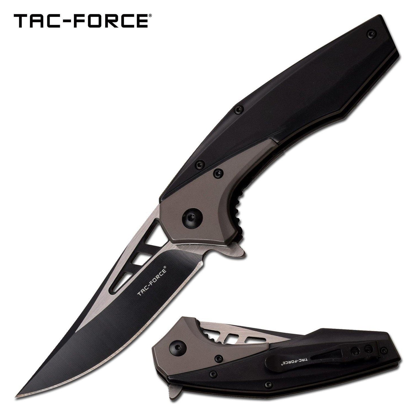 Tac-Force Persian Fine Edge Blade Folding Knife - Stainless Steel Black Handle #tf-977Gy - Xhunter New Zealand