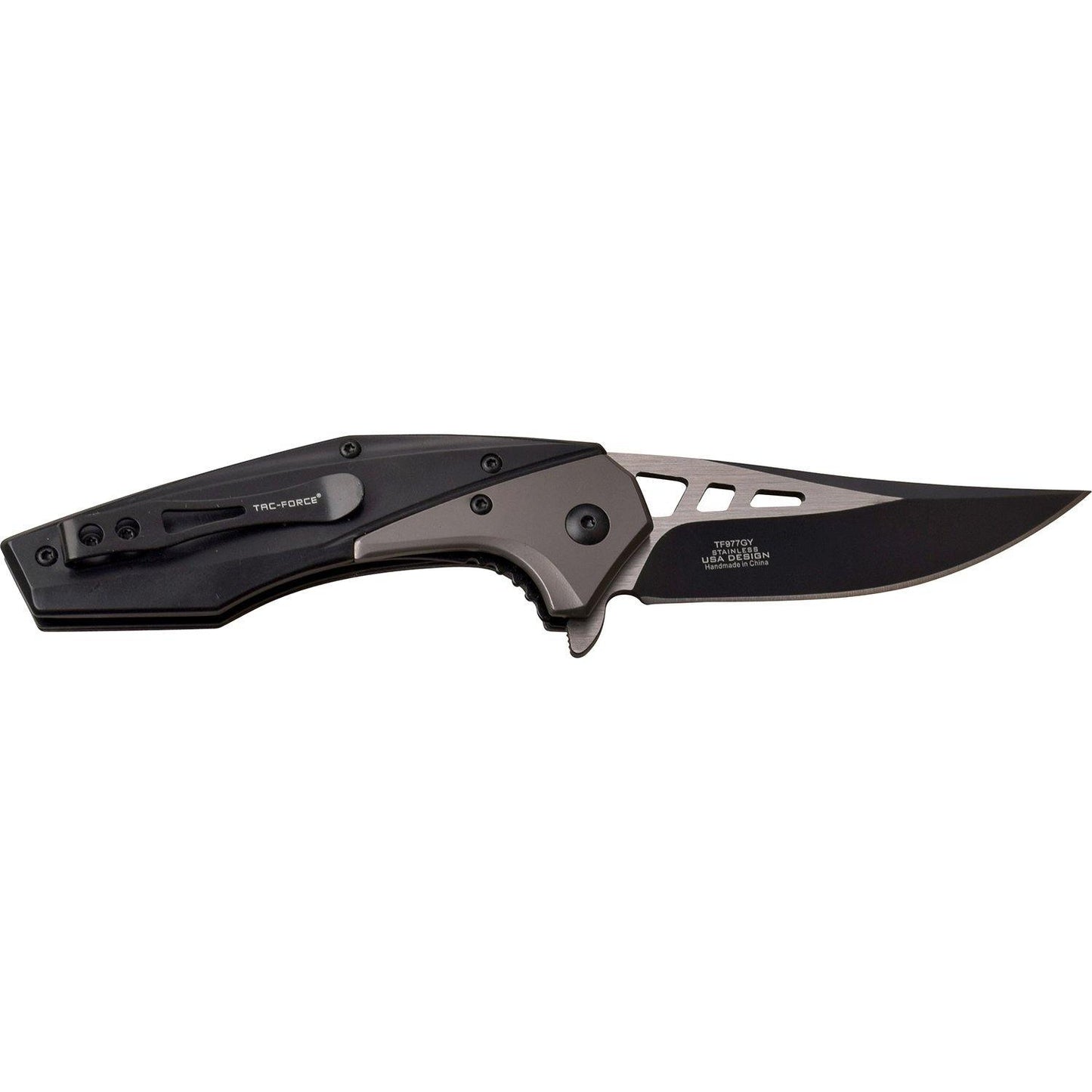 Tac-Force Persian Fine Edge Blade Folding Knife - Stainless Steel Black Handle #tf-977Gy - Xhunter New Zealand