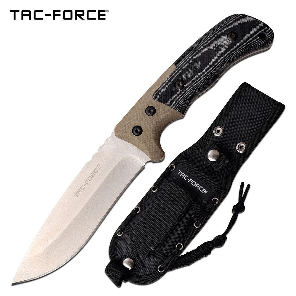 Tac-Force Drop Point Fine Edge Fixed Blade Knife - Full Tang G10 Micarta Handle #tf-Fix006Tn - Xhunter New Zealand