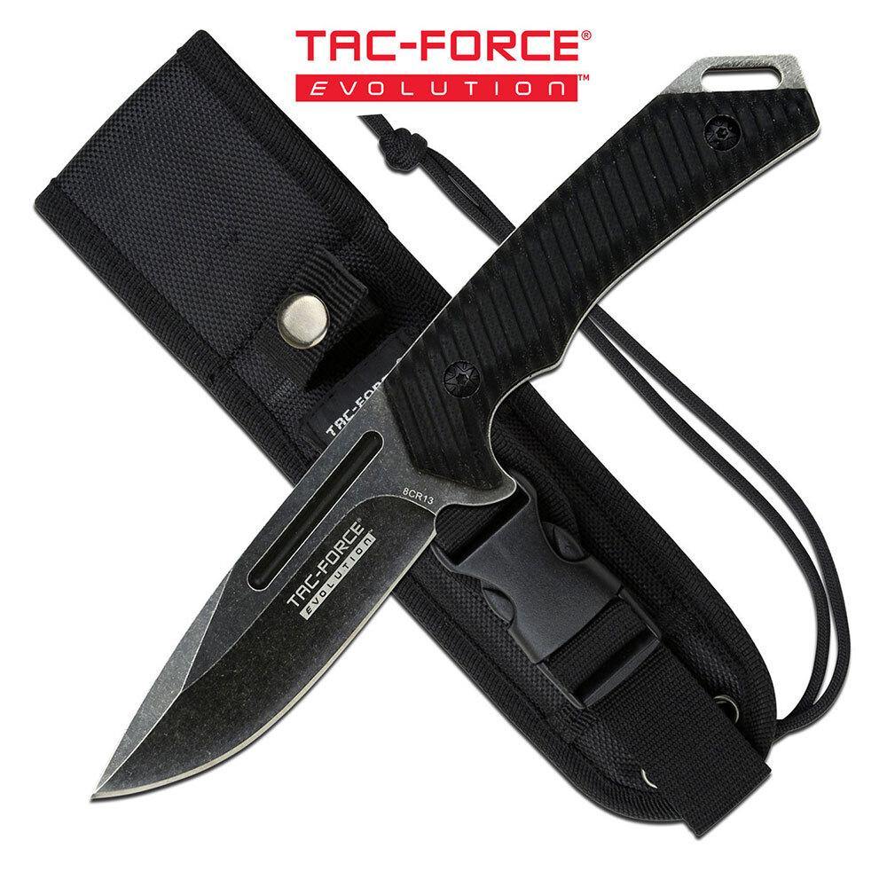 Tac-Force Evolution Drop Point Stonewashed Finish Tactical Fixed Blade Knife - 9 Inches Full Tang #tfe-Fix005-Bk - Xhunter New Zealand