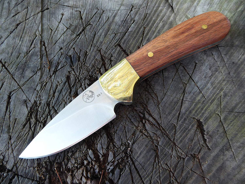 Tassie Tiger Knives Tassie Tiger 3 Inch Fixed Blade Skinner Hunting Knife - Leather Sheath #ttk3.1L Pale Goldenrod