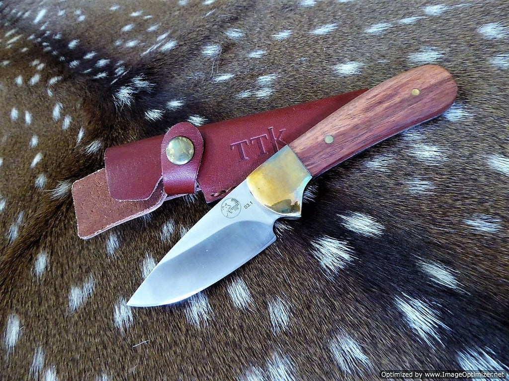 Tassie Tiger Knives Tassie Tiger 3 Inch Fixed Blade Skinner Hunting Knife - Leather Sheath #ttk3.1L Maroon
